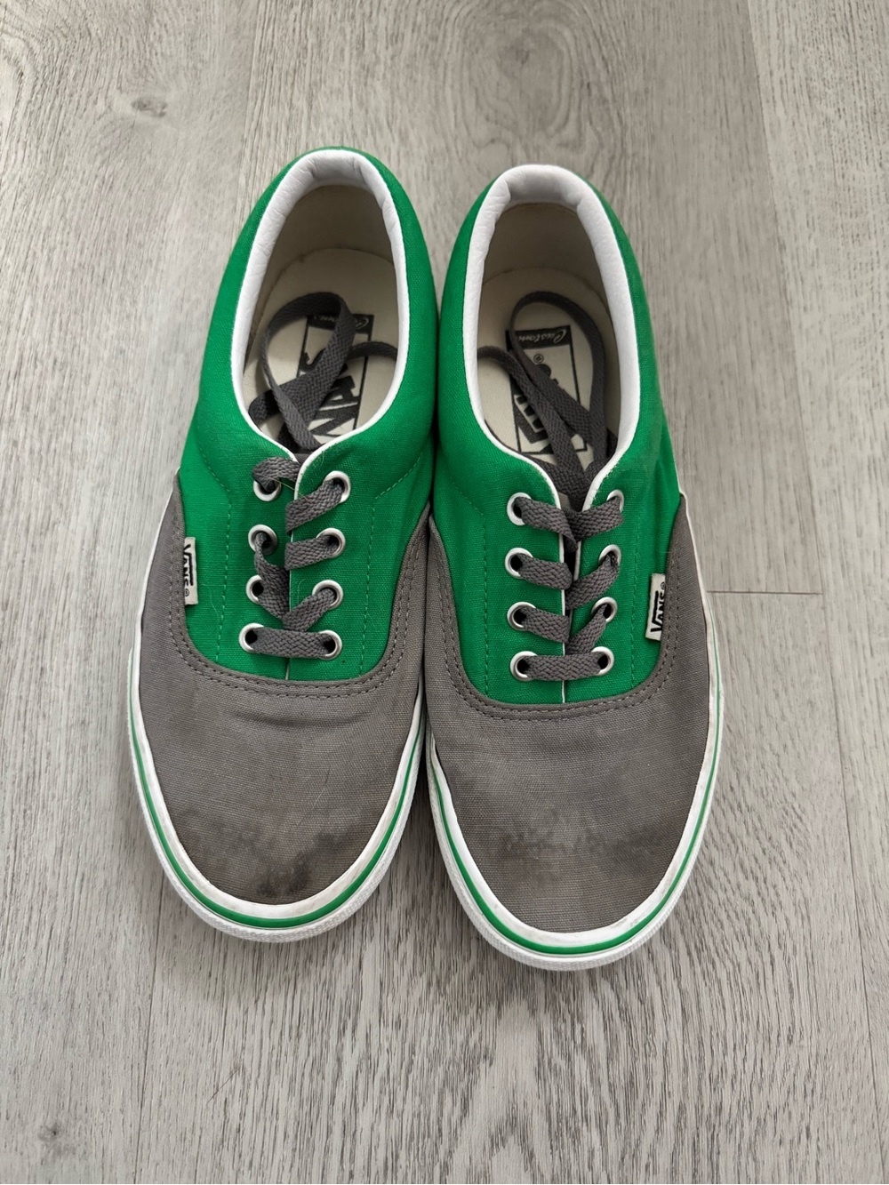 Vans Green and Gray Low-Top Canvas Sneakers